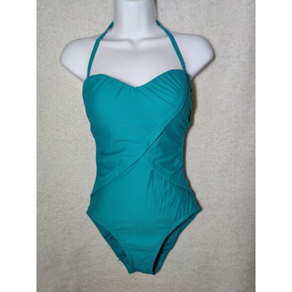 Into The Bleu Turquoise One Piece Convertible Halter/Strapless Swimsuit 6 NWOT - Picture 2 of 8